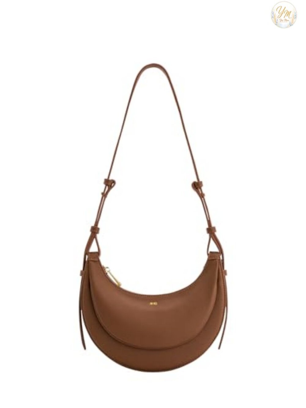 Vegan Leather Semicircular Crossbody Bag with Adjustable Strap